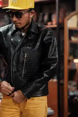 Rugged Company Jaket D Pocket Ramones Croco Leather Black — foto 6