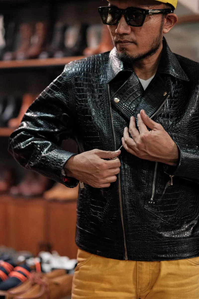 Rugged Company Jaket D Pocket Ramones Croco Leather Black