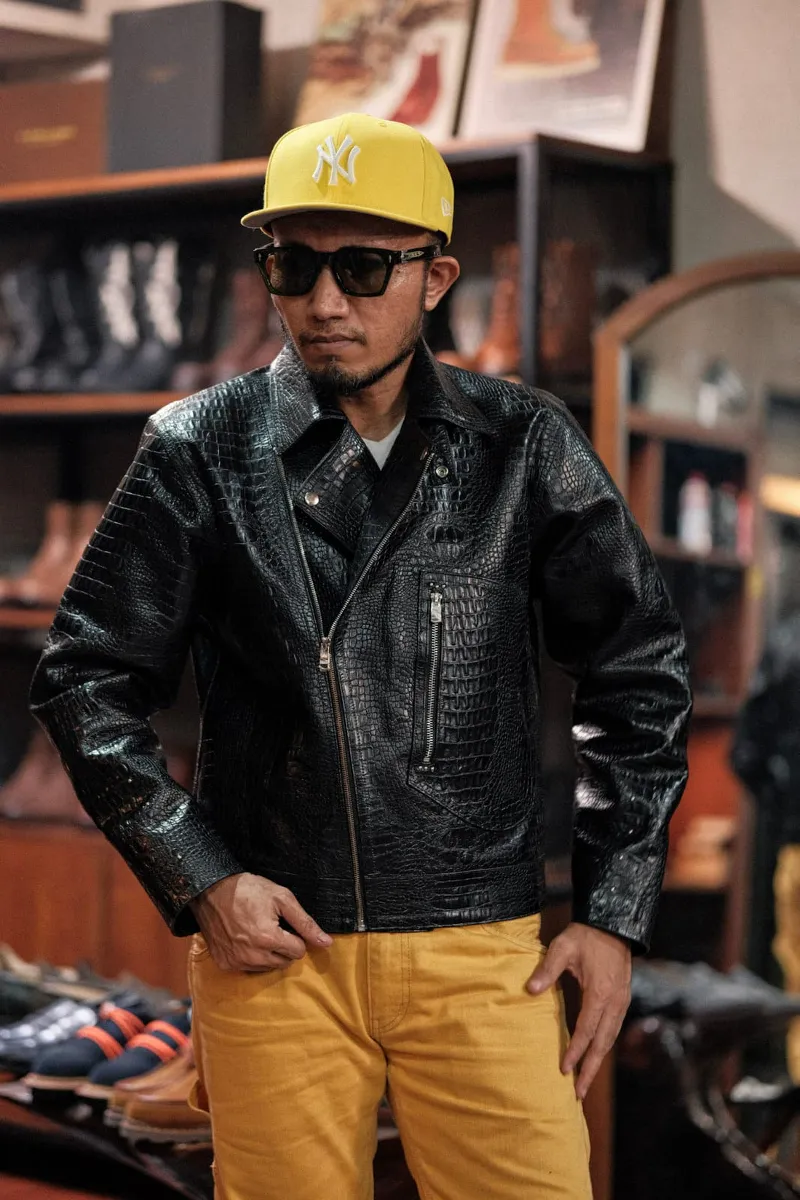 Rugged Company Jaket D Pocket Ramones Croco Leather Black
