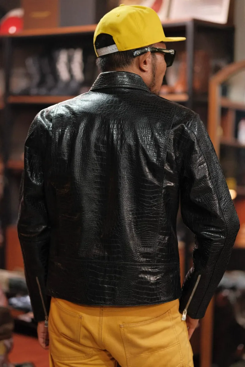 Rugged Company Jaket D Pocket Ramones Croco Leather Black